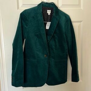 NWT Jcrew factory green velvet blazer size 4